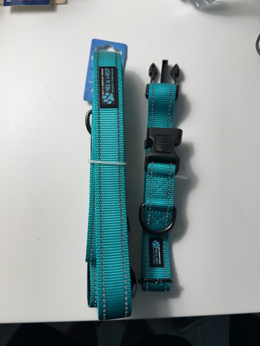 Max and Neo Teal Adjustable Dog  Medium Collar & Leash Set